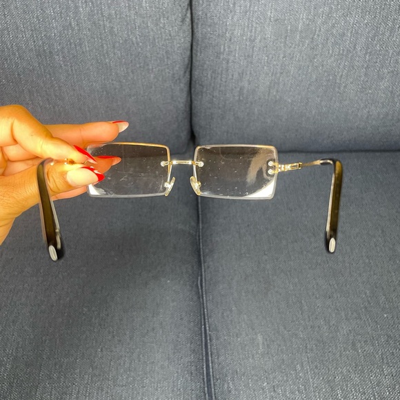 Gold Rimless Rectangular Glasses - Picture 5 of 6